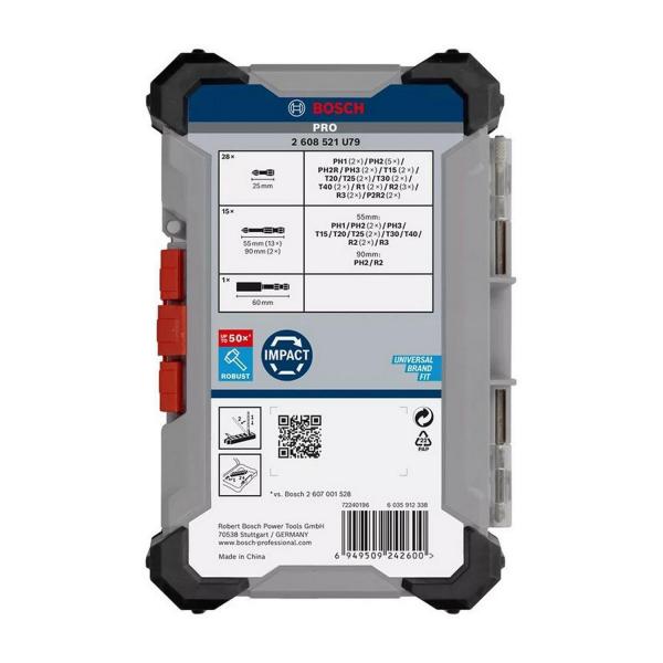 Комплект ударни битове за винтоверт Bosch PRO Impact, 2608521U79 - 44 части