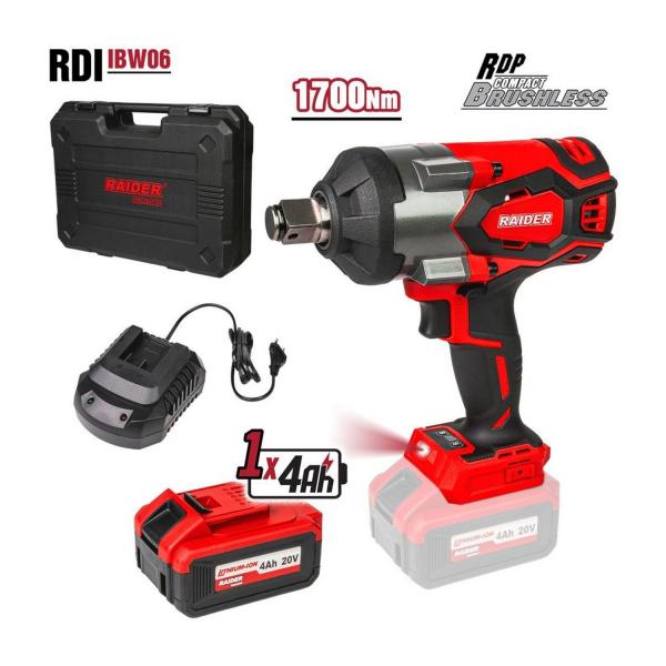 Акумулаторен ударен гайковерт Raider Industrial RDI-IBW06 – 20 V, 1700 Nm, 3/4 цола
