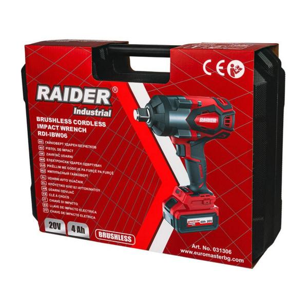 Акумулаторен ударен гайковерт Raider Industrial RDI-IBW06 – 20 V, 1700 Nm, 3/4 цола