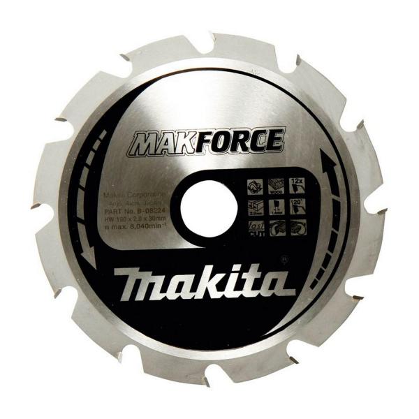 Циркулярен диск за рязане на дърво Makita Makforce B-32144 – 190 мм, 30 мм, 1.4 мм, 12 зъба