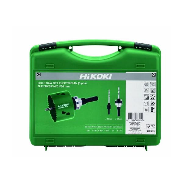 Комплект боркорони за метал HiKOKI BiM 4101072 – 22–64 мм, 8 части