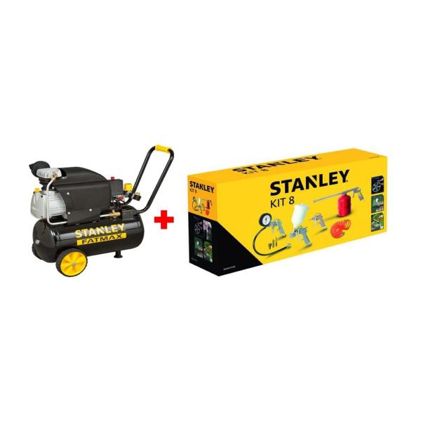 Компресор Stanley D211/8/24SA – 1500 W, 24 l, 222 l/min, 8 bar + комплект 9045671 (8 части)