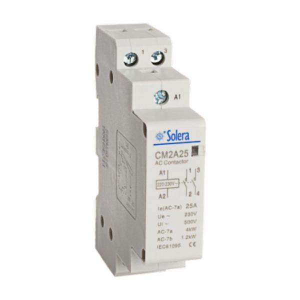 Инсталационен контактор Solera CM2A25 – 2P, 25A, 1 модул