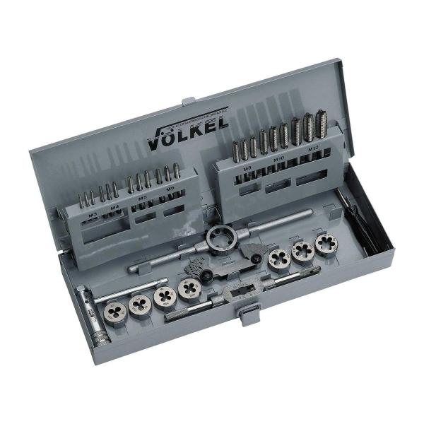 Комплект ръчни метчици и плашки Volkel VOE49501 – M3–12, 31 части