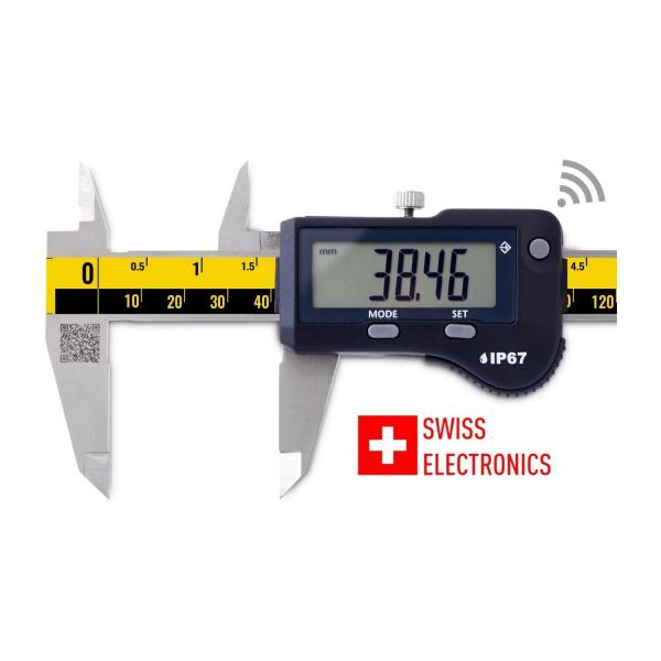 Дигитален шублер с кръгъл дълбокомер Microtech WIRELESS SwissMet, IP67 – 150 мм, 0,01 мм