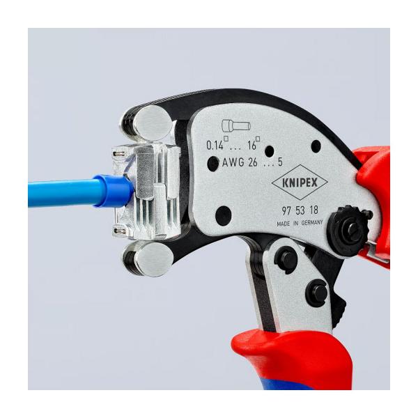 Кербовъчни клещи за кабелни накрайници Knipex 97 53 18 – 0.14–16 мм², 200 мм