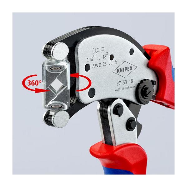Кербовъчни клещи за кабелни накрайници Knipex 97 53 18 – 0.14–16 мм², 200 мм