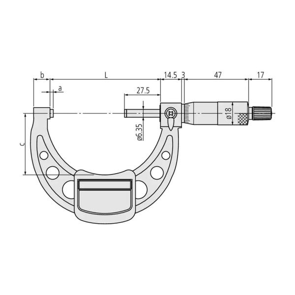 Микрометър Mitutoyo 103-142-10 – 125–150 мм, 0,01 мм
