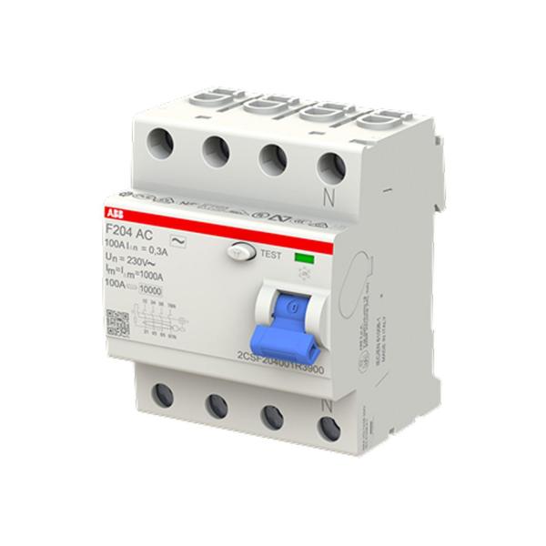 Дефектнотокова защита ABB F204 AC-100/0.3 – 4 P, 300 mA, 100 A