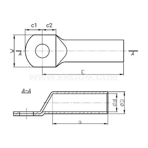 Кабелна обувка ERGOM 2KAM 16/6 – 16 мм², Al, M6