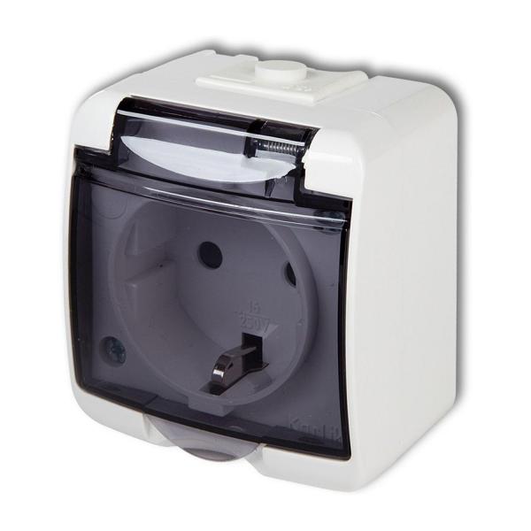 Контакт Шуко Karlik JUNIOR IP54, GHE-1sd – 16 A, бял