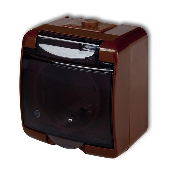 Контакт Шуко Karlik JUNIOR IP54, 4GHE-1sd – 16 A, кафяв