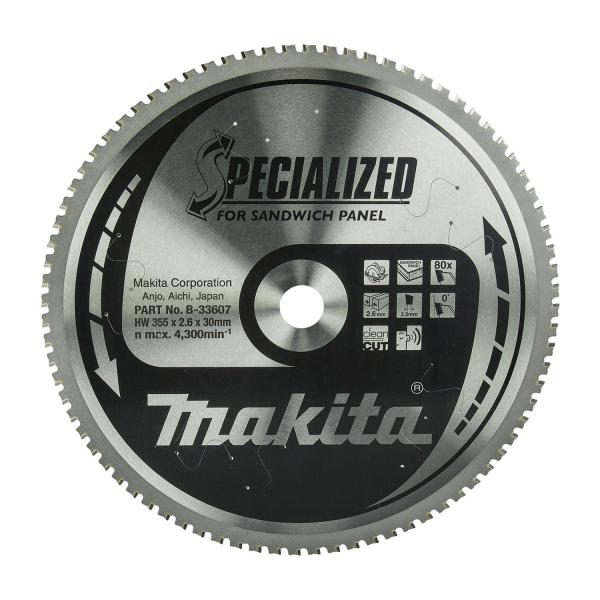 Циркулярен диск за рязане на сандвич панели Makita B-33607 – 355 мм, 80 зъба
