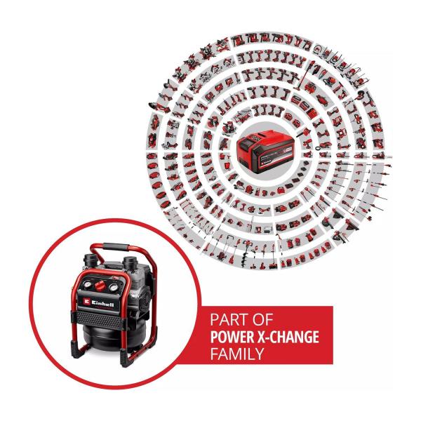 Акумулаторен компресор Einhell SILENZZO 36/210 – 36 V, 8 bar, 56 л/мин