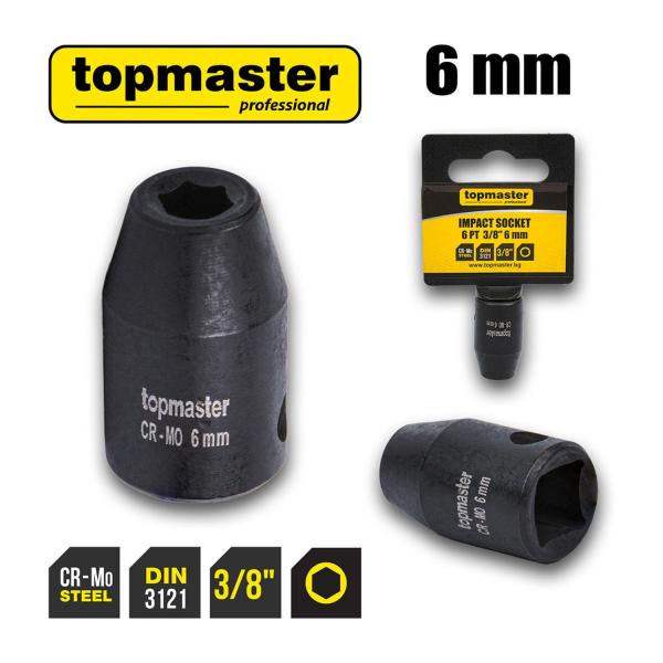 Вложка ударна Top Master Pro 330801 – 6-стенна, 3/8, 6 мм