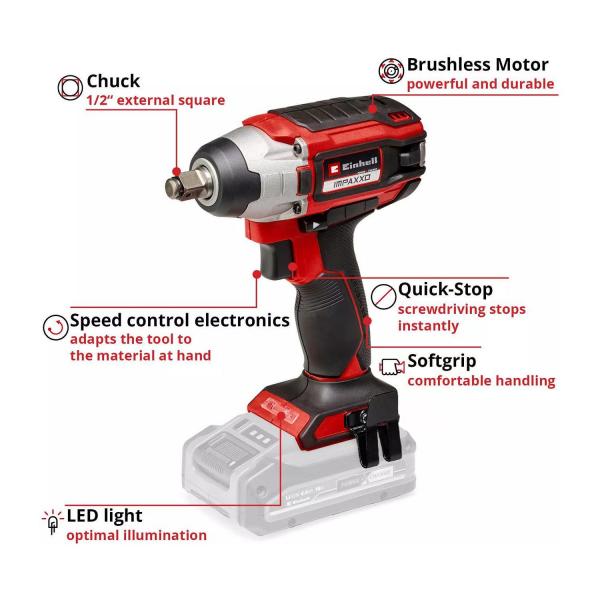Акумулаторен ударен гайковерт Einhell IMPAXXO 18/230 – 18 V, 230 Nm, 1/2