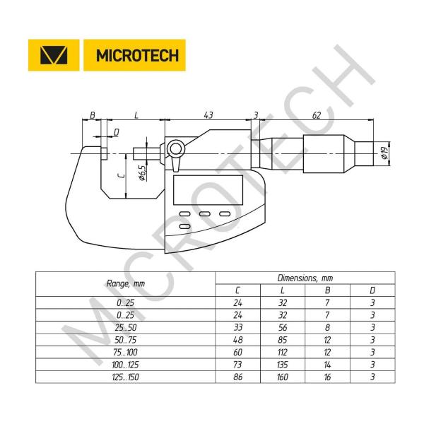 Дигитален микрометър Microtech CertiMet – 225-250 мм, 0,001 мм