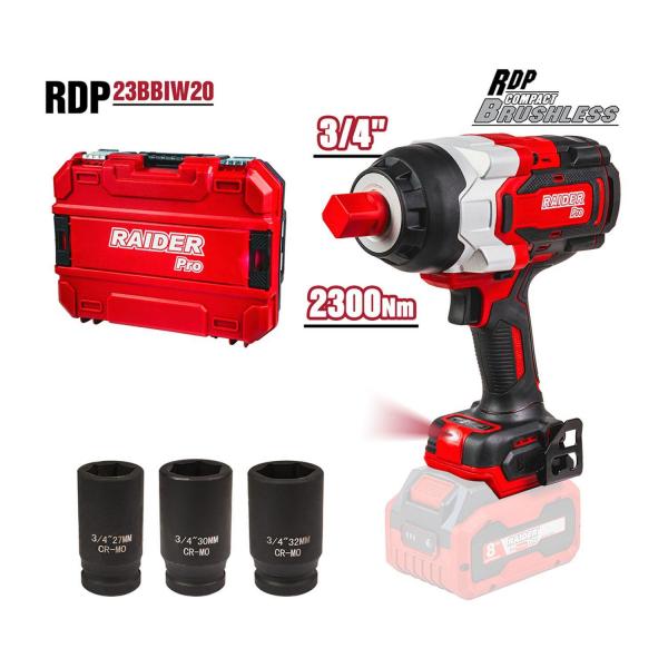 Акумулаторен гайковерт Raider Pro RDP-23BBIW20 – 20 V, 2300 Nm, 3/4