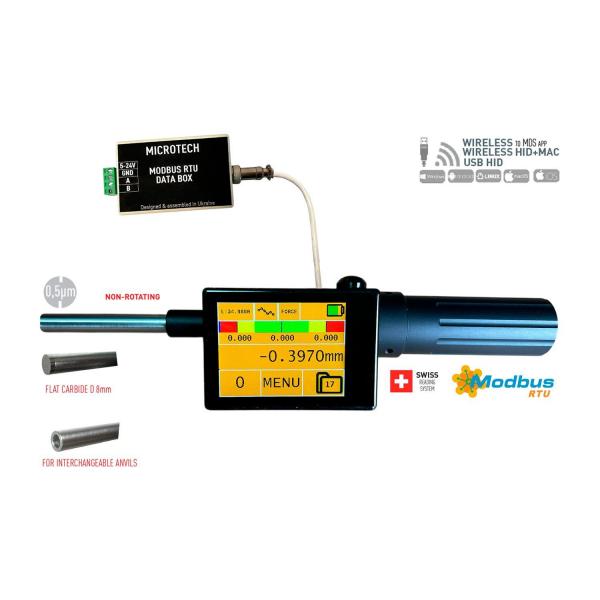 Дигитална микрометрична глава Microtech DataMet Modbus – 0–50 мм, 0,0002 мм