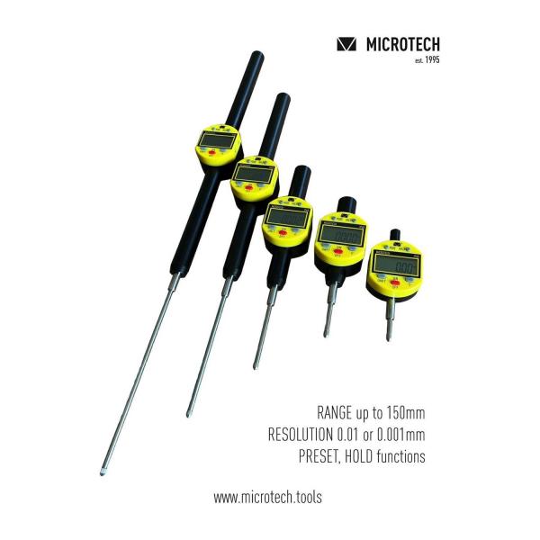 Дигитален индикаторен часовник Microtech CertiMet IP65 – 0–100 мм, 0,001 мм, ±12 μm