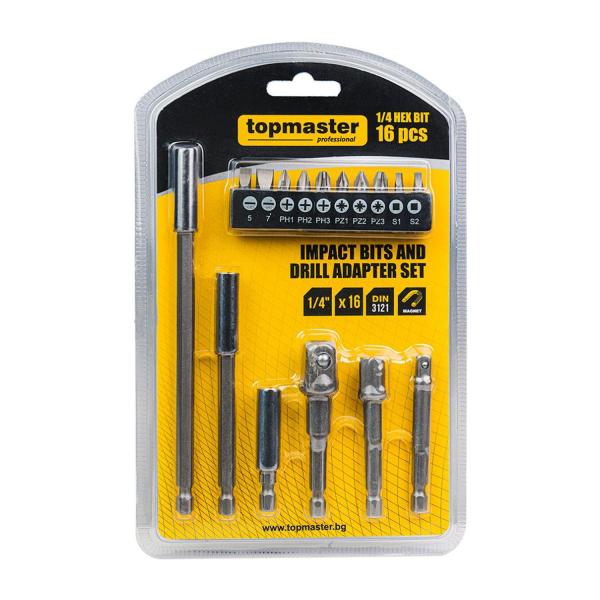 Комплект накрайници, адаптери и удължения Top Master Pro TMP 330750 – 1/4, 16 части