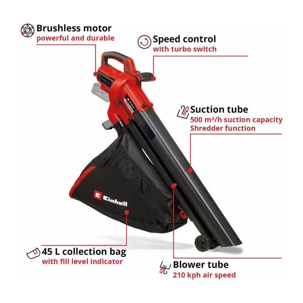 Акумулаторен листосъбирач Einhell VENTURRO 18/210 – 18 V, 500 m³/h