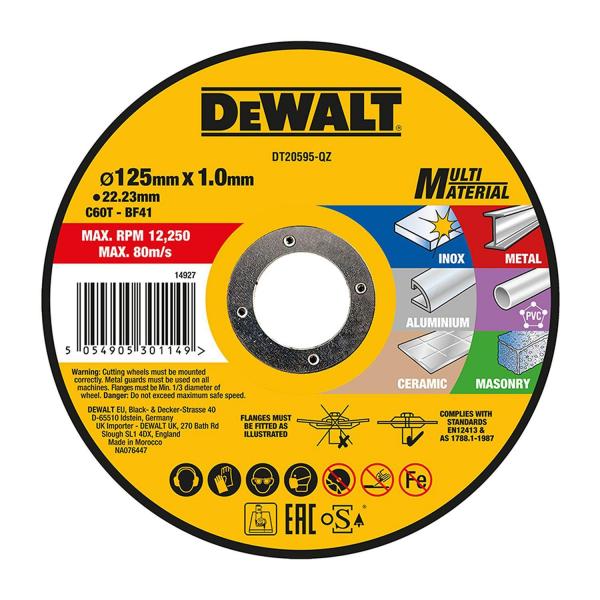 Диск за рязане DeWALT DT20595 – 125 мм, 1 мм, 22,23 мм, Multi Material