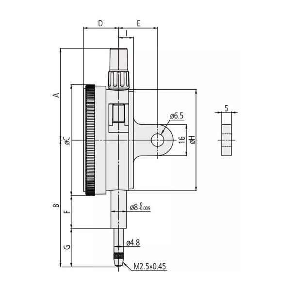 Индикаторен часовник Mitutoyo 2046A – 10 мм, 0,01 мм