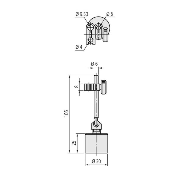 Мини магнитна стойка Mitutoyo 7014E-10 – 68 мм, 150 N