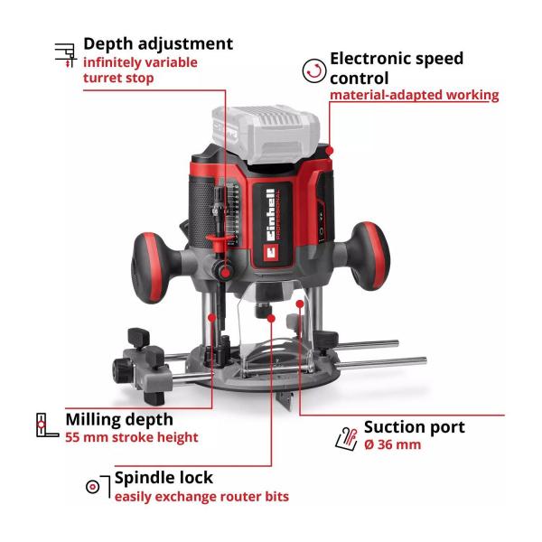 Акумулаторна оберфреза Einhell TP-RO 18/55 Li BL – 55 мм, 18 V