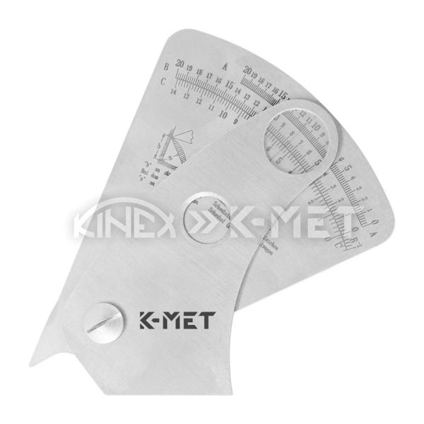 Шаблон за заварки K-MET 1120-02-016 – 3 скали, отрицателна скала, INOX
