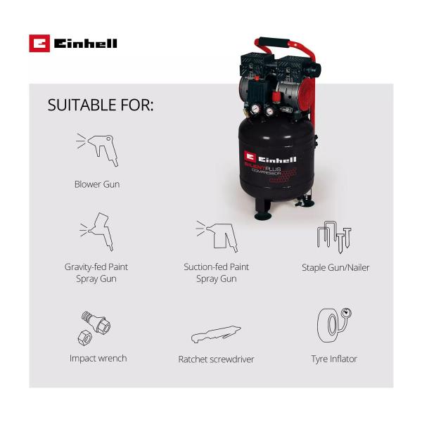 Безмаслен компресор Einhell TE-AC 24 Silent – 750 W, 135 л/мин, 24 л