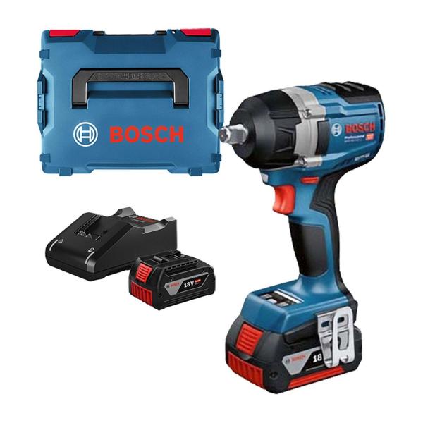 Акумулаторен ударен гайковерт Bosch GDS 18V-750 C – 18 V, 750 Nm, 1/2, с 2 батерии 5.0 Ah, зарядно и L-BOXX