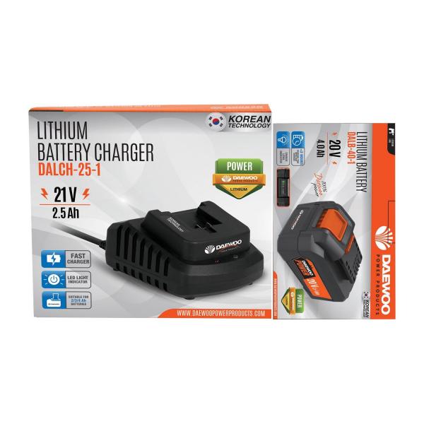 Комплект акумулаторна батерия и зарядно устройство Daewoo START PACK Li-4 - 20 V, 1x4 Ah 