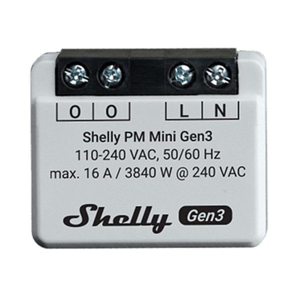 Микромодул Smart монофазен мерител Shelly PM Mini Gen3 – 16 A, Wi-Fi