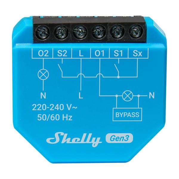 Микромодул Smart реле Shelly 2L Gen3 - 2x On/Off без неутрала, 2 канала, Wi-Fi и Bluetooth