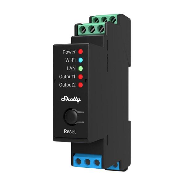 Импулсно Smart реле Shelly PRO 2 – 2x On/Off 16A (25A), DIN монтаж, LAN, Wi-Fi и Bluetooth