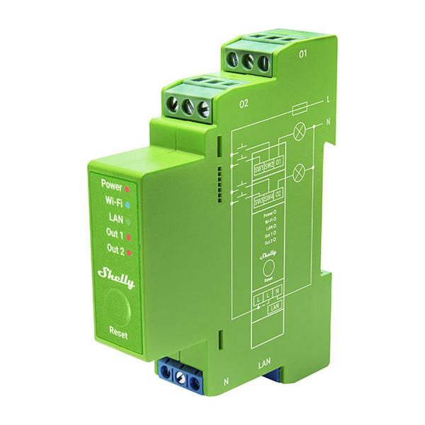 Димер Shelly PRO Dimmer 2PM – 2 канала, 2x 200 VA, DIN монтаж