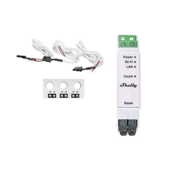 Трифазен Smart мерител Shelly PRO 3EM-3CT63 – 3x 63 A, DIN монтаж