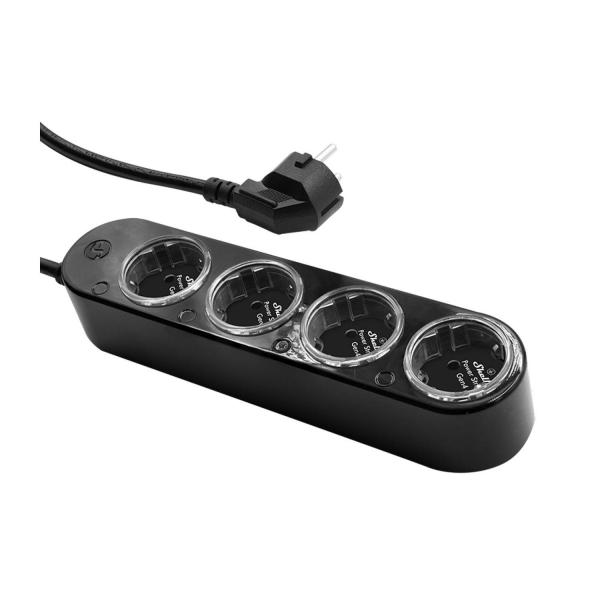 Разклонител Shelly Power Strip 4 Gen4 – 4 x Schuko, 16 A, 3680 W, 1,5 м, черен