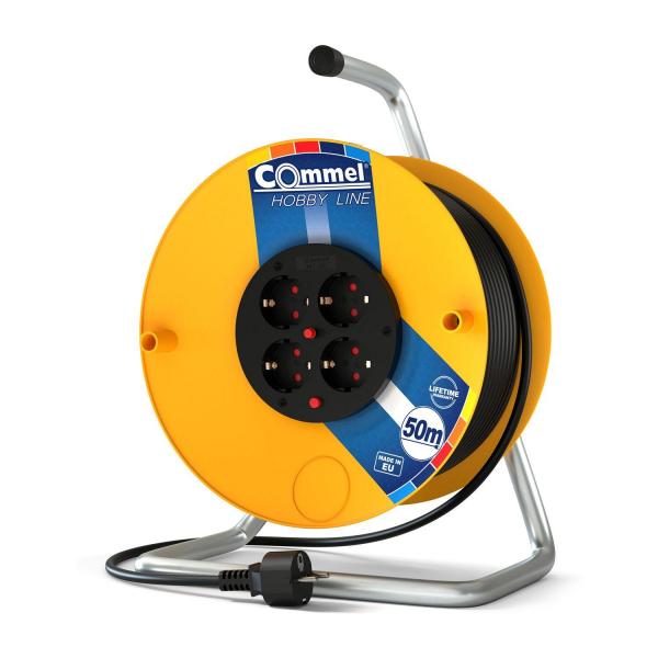 Удължител на макара Commel C0957 – 50 м, 4 шуко, H05VV-F 3G1,5 мм²