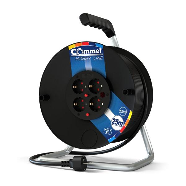 Удължител на макара Commel C0959 – 25 м, 4 шуко, H05VV-F 3G2,5 мм²