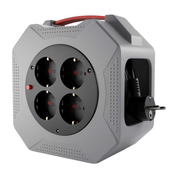 Удължител на макара Commel C201-402 – 10 м, 4 шуко, H05VV-F 3G1,5 мм²