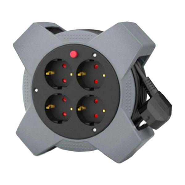Удължител на макара Commel C201-401 – 5 м, 4 шуко, H05VV-F 3G1,5 мм²
