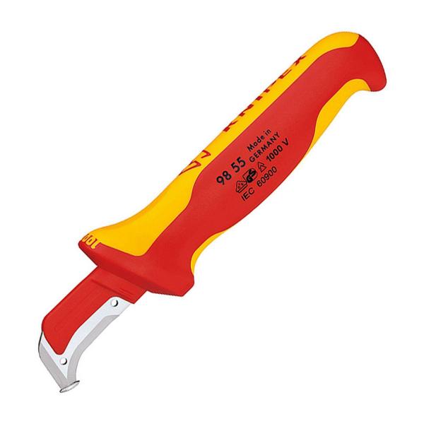 Нож за кабелна изолация с водач Knipex 98 55 SB – 180 мм, 1000V VDE
