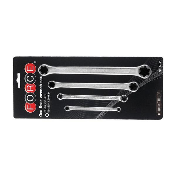 Комплект ключове E-TORX Force 5041 – 4 бр., E6 × E8 до E20 × E24