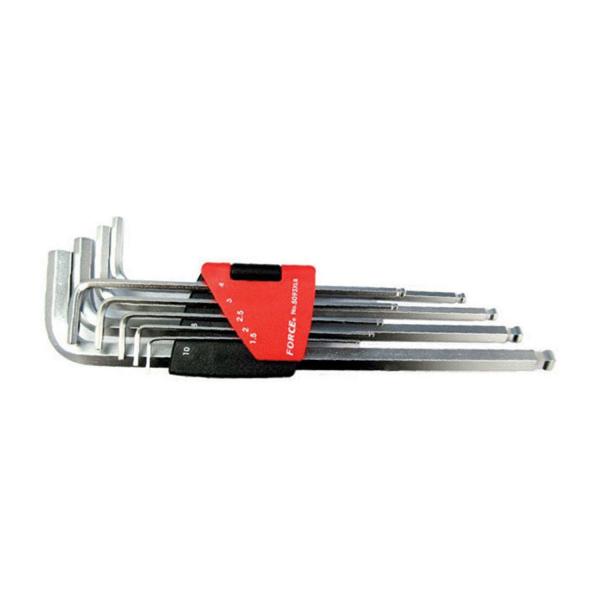Комплект Г-образни екстра дълги шестограми Force 5093XLBS – 9 бр., 1/16″–3/8″