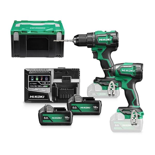 Комплект акумулаторни инструменти HiKOKI KC18DE-WCZ – 18 V, 5 Ah