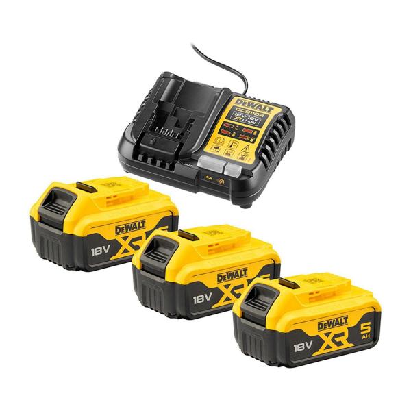 Комплект батерии и зарядно DeWALT DCB1104P3 – 18 V, 3×5 Ah