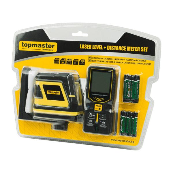 Комплект лазерен нивелир и лазерна ролетка Top Master Pro 279922 – 35 м / 70 м, IP54